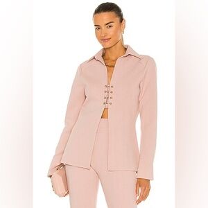 Athena Top in Lilac
NICHOLAS Blush Jacket with Gold Accents